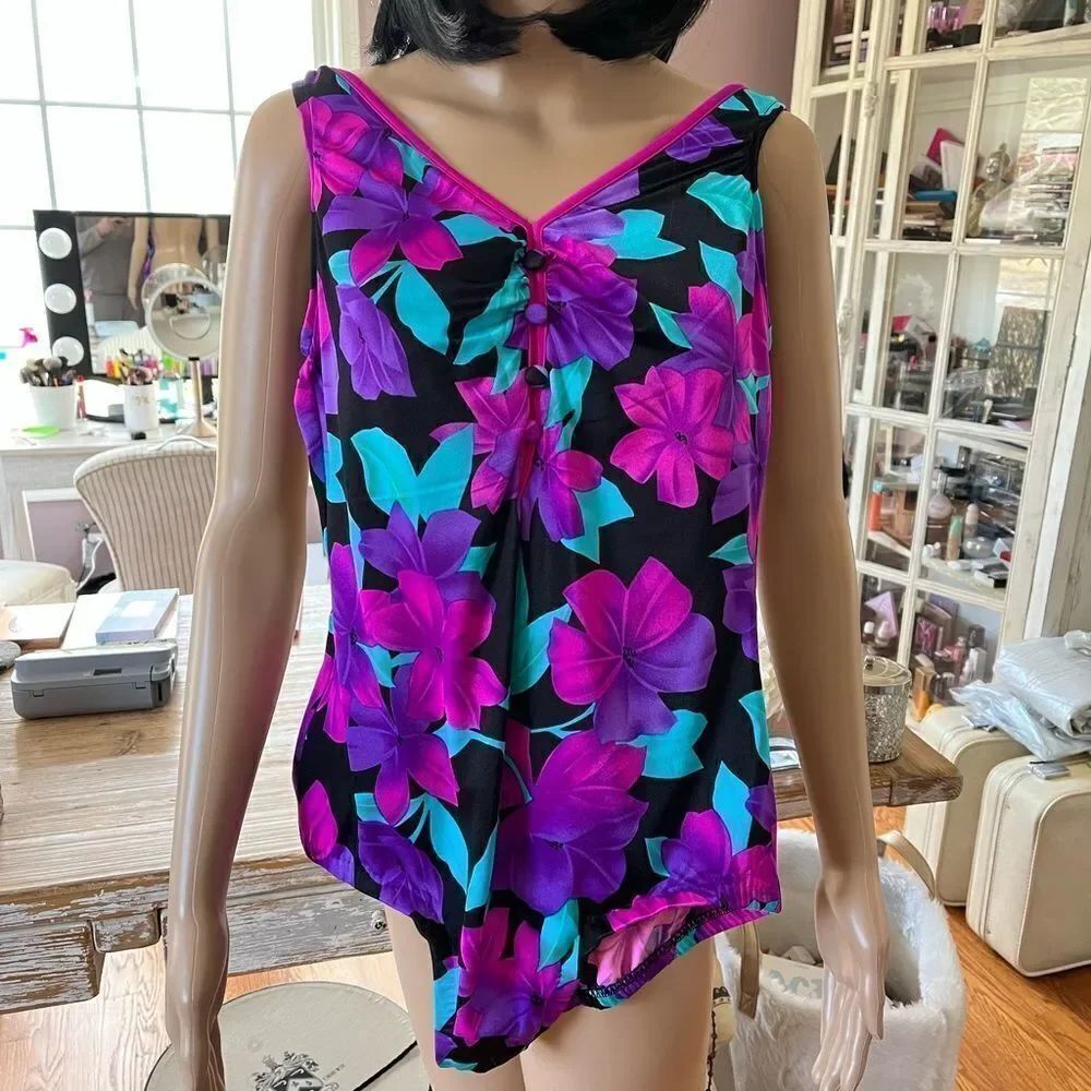 Maxine of Hollywood Retro Style One Piece Swimsuit sz 16